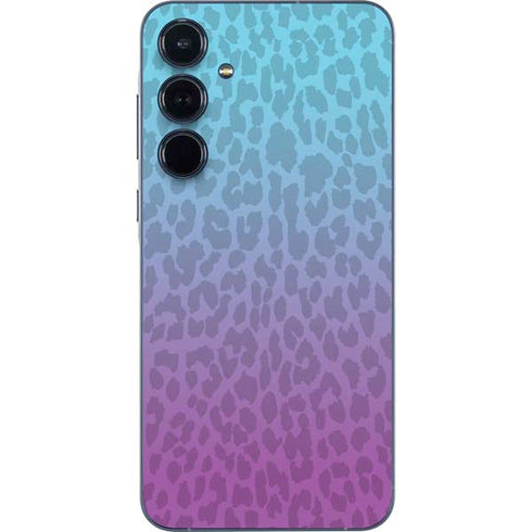 Cheetah Print Purple and Blue Galaxy A35 5G Skin